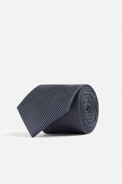 ZARA ГАЛСТУК В ГОРОШЕК ИЗ 100% ШЕЛКА, МОРСКОЙ СИНИЙ