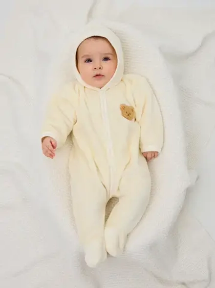 Теплый комбинезон для новорожденных плюшевый