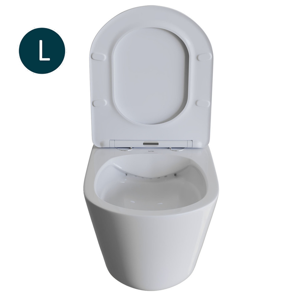 Унитаз подвесной безободковый WAVE TREND сид. дюропласт, м/л, быстр, БЕЛЫЙ глянец (L)