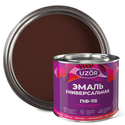 УЗОР  Эмаль ПФ-115 Шоколадная 1,8кг ГОСТ 6465-76 (Сайвер)
