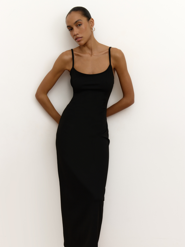 Платье макси на бретелях из трикотажа