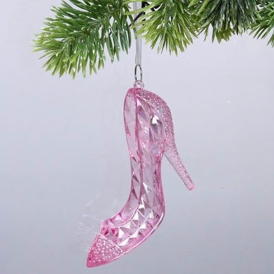 Подвеска "Хрустальная туфелька" 11*7,5 см, Розовый (Серпантин)