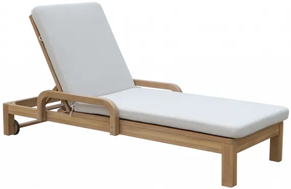 Шезлонг Rimini из массива акации с бежевым матрасом