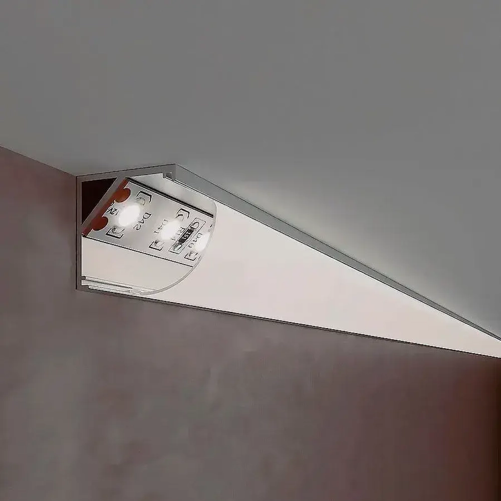 Профиль угловой 2 метра (1 шт) алюминиевый 16x16мм 2м для светодиодной ленты с рассеивателем