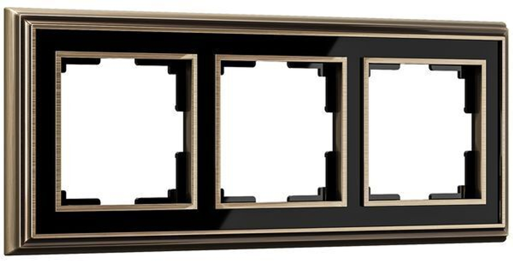 Рамка на 3 поста (золото/черный)