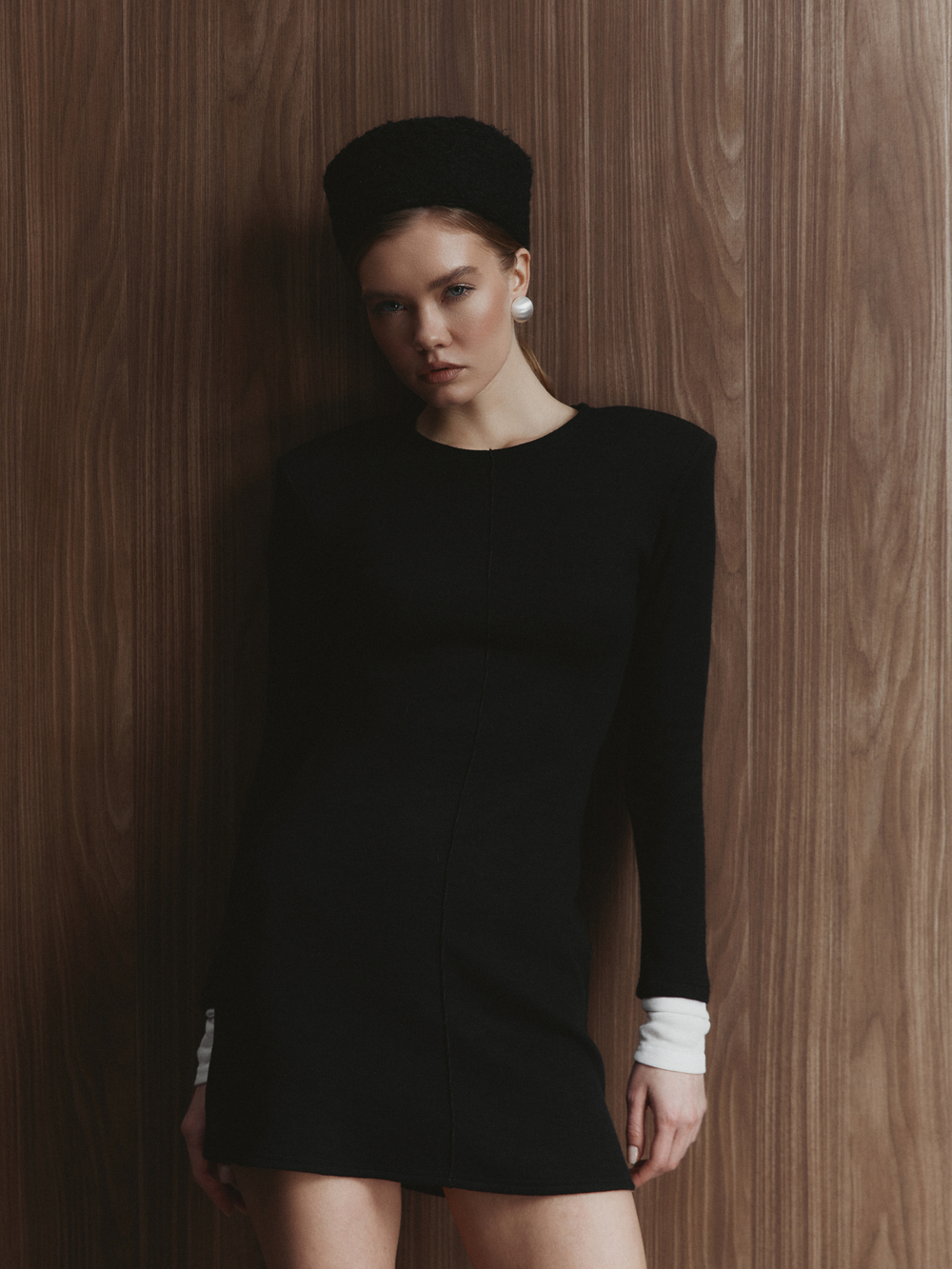 Платье вязаное мини, цвет чёрный