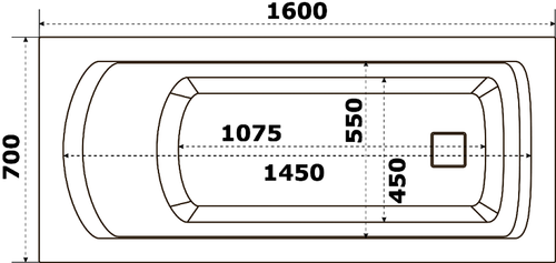 Акриловая ванна Bas Аякс 160х70 с каркасом В 00129