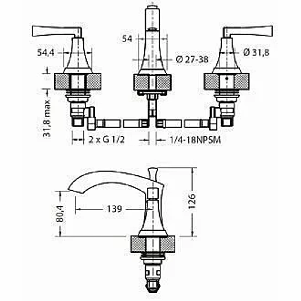 Смеситель для раковины Crosswater 14-08-PC