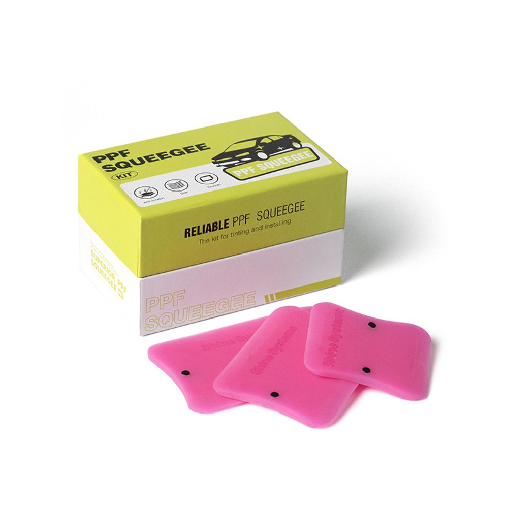 Shine Systems Набор розовых магнитных скребков PPF, 6,5-10-12х7,5см