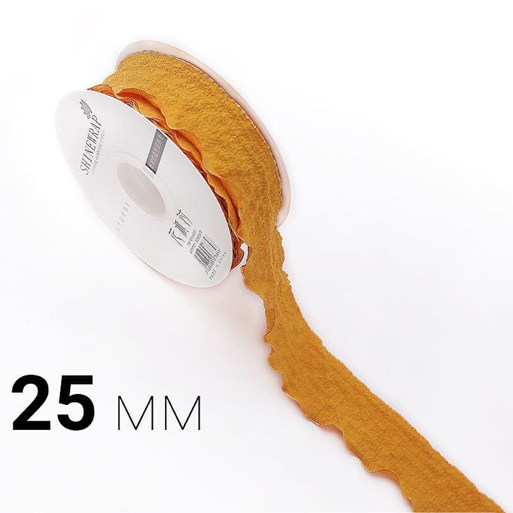 Лента текстиль &quot;Rossi&quot; 2,5см*10ярд ЖЕЛТЫЙ