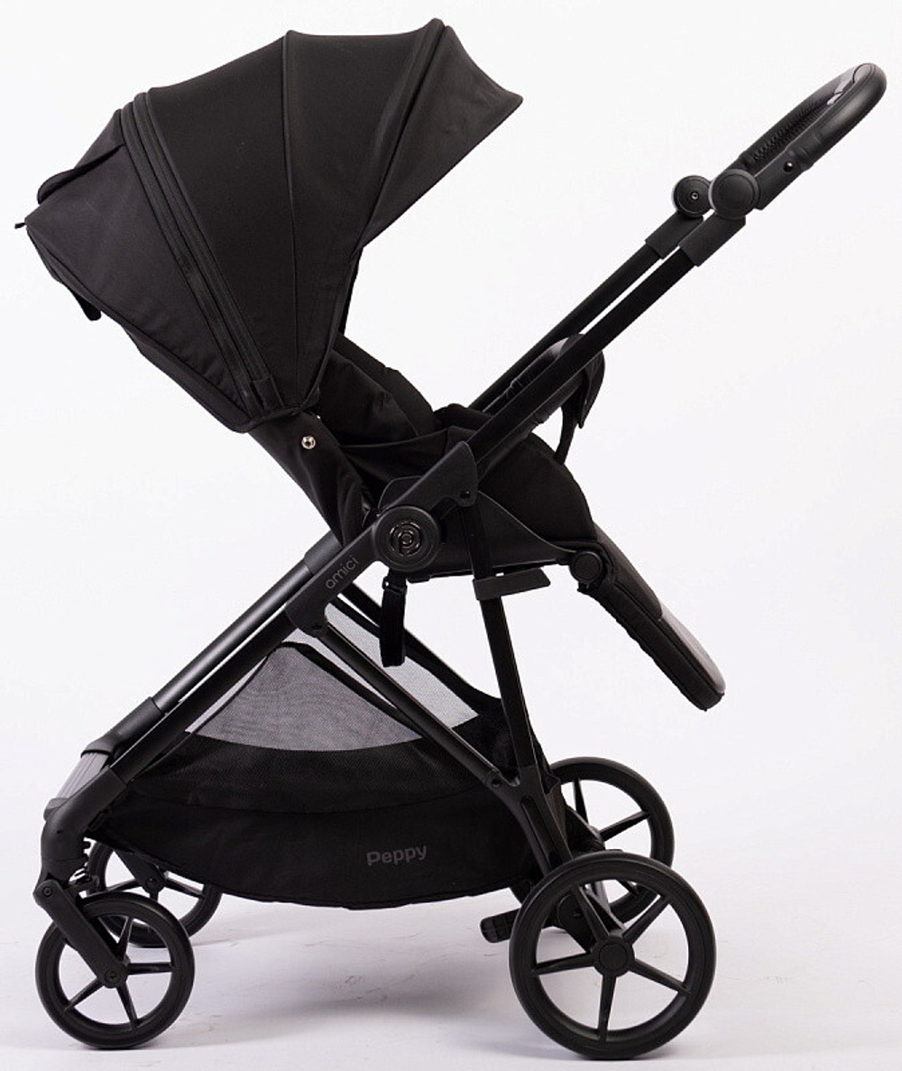 Прогулочная коляска Peppy Amici с автокреслом Verona Black Black рама Black