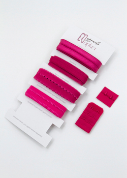 Подборка бельевых резинок малиновая фуксия + застежки для бюстгальтера текстильные