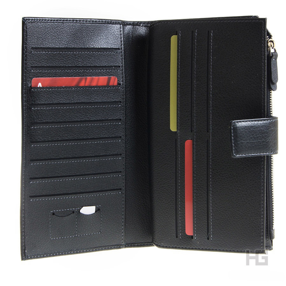 Мужской чёрный клатч портмоне из натуральной кожи GALIB 7M229