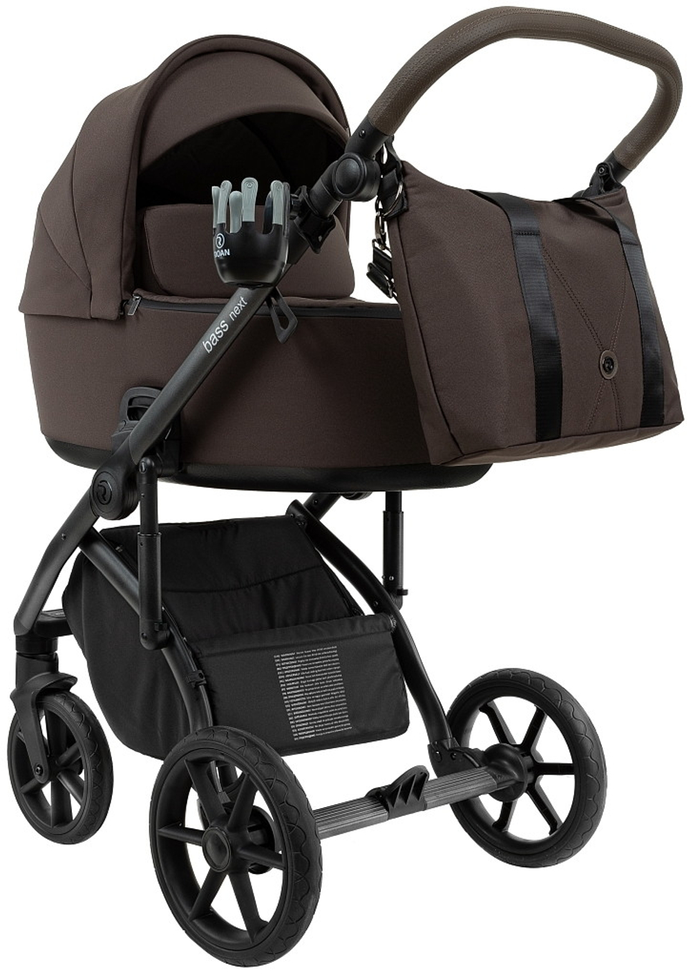 Детская коляска Roan Bass Next 2.0 3 в 1 с автокреслом Pituso Baesa Pro Black,Beige Canopy BSN/44/2 Turkish Coffe/Black/руч.Cappuccino