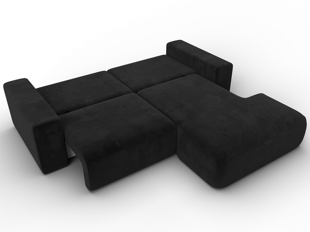 Диван угловой Лига-036 НПБ Классик правый угол ВЕЛЮР Черный