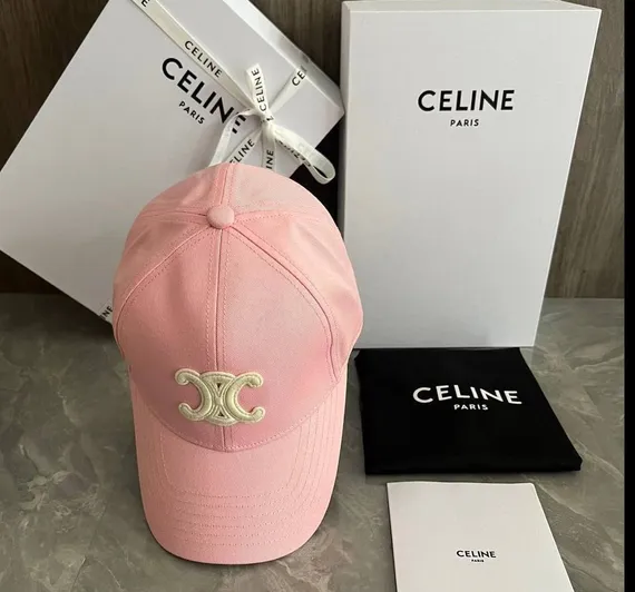 Бейсболка CELINE Triomphe из хлопка, розовая