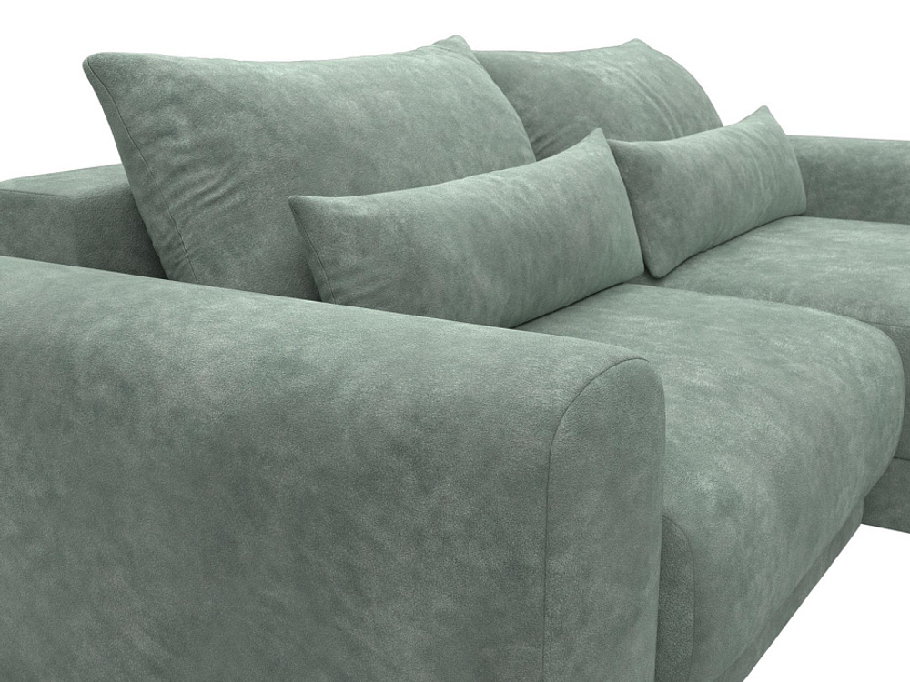 Диван угловой Лига-056 НПБ угол универсальный ВЕЛЮР BRUT 08 зеленый