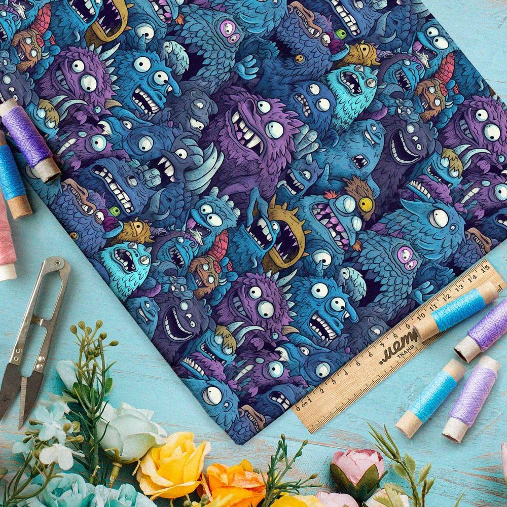 Ткань премиум мембрана глазастые монстры