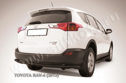 Защита заднего бампера (нержавейка) Toyota Rav-4 (2012-2015) d57 длинная (черный)