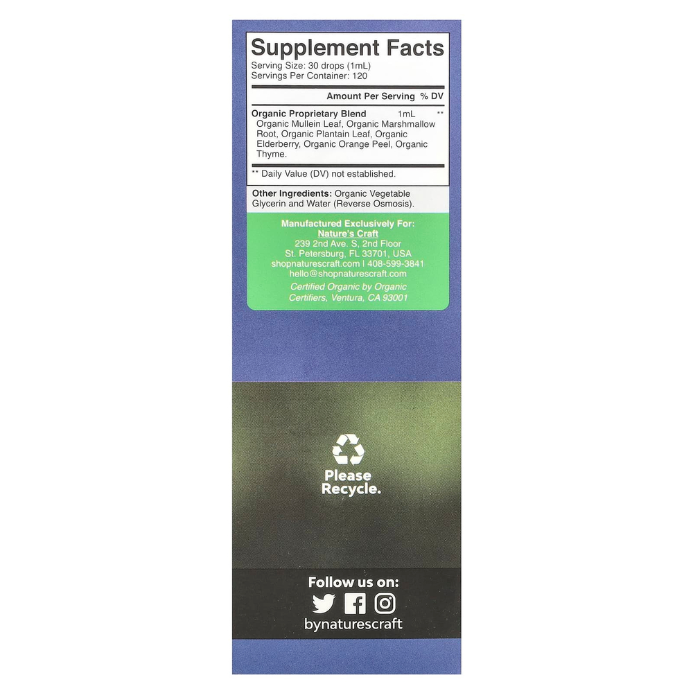 Nature's Craft, Очищение легких, 120 мл (4 унции)