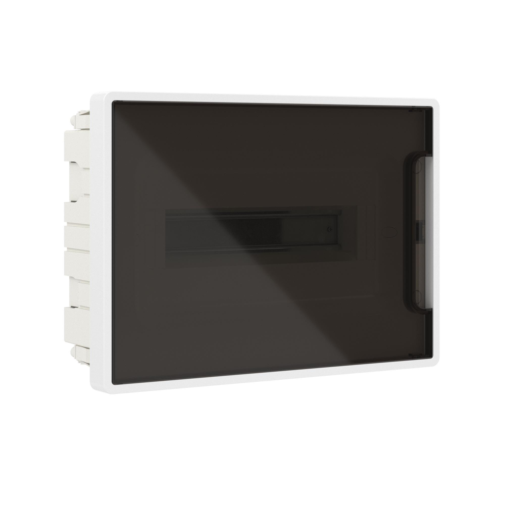 Щиток 12 мод встраиваемый FRAME, белый, с тонированной дверцей, с 2 шинами PEN на 6 и 8 отв.