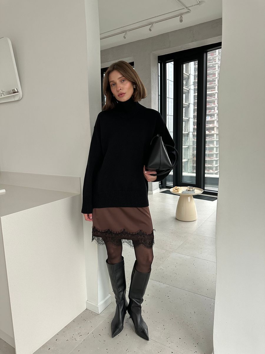 Свитер из шерсти мериноса OVER черный