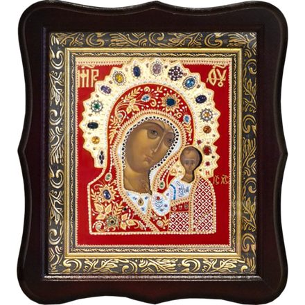 Богородско - Уфимская икона Богородицы на льняном холсте.