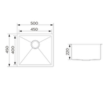 Кухонная мойка, 500x450x220 мм, 1 чаша
