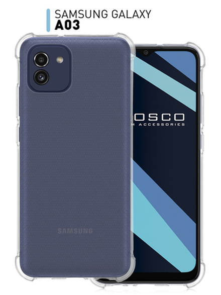 Чехол ROSCO для Samsung Galaxy A03 оптом (арт. SS-A03-HARD-TPU-TRANSPARENT)