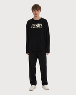 MM6 MAISON MARGIELA ЛОНГСЛИВ МУЖСКОЙ ЧЕРНЫЙ С ТРЕХ-СЛОЙНЫМ ЛОГОТИПОМ