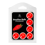 Набор из 6 шариков с массажным маслом с ароматом клубники Secret Play Brazilian Balls