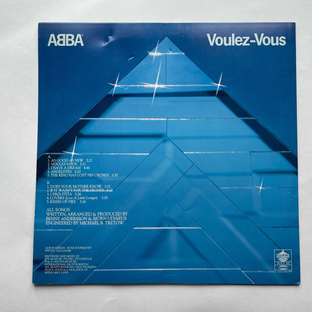 Винтажная виниловая пластинка LP ABBA АББА Voulez Vous (Япония 1979) (Без Оби)