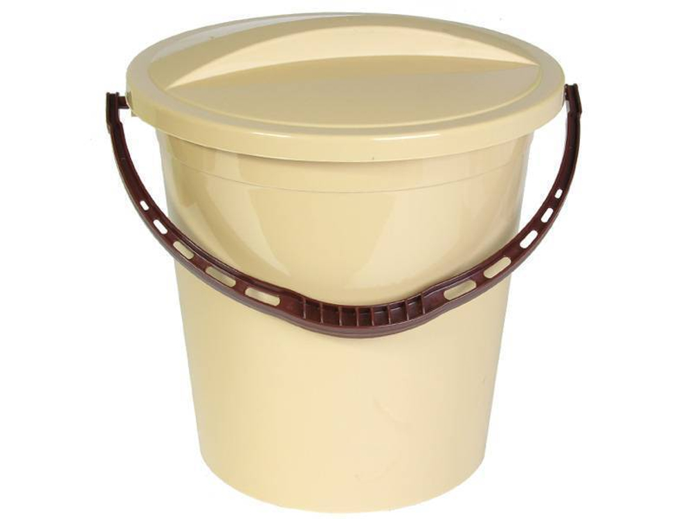 Ведро 14л с крышкой бежевый/темно-коричневый