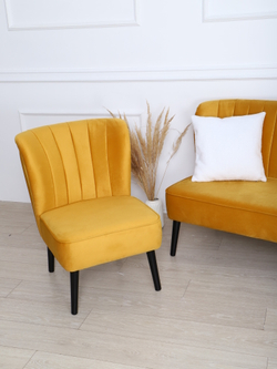 Диван "Donatello" антивандальный велюр Mustard/венге