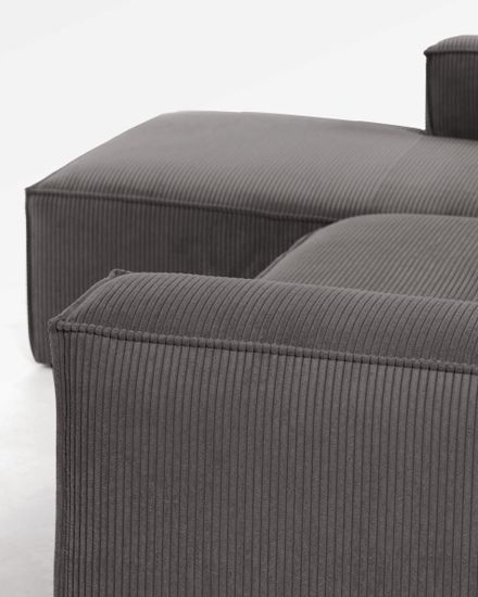 Диван 2х местный Blok левый шезлонг серый вельвет