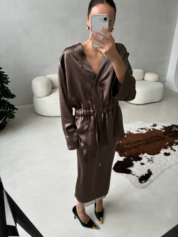 Юбка МИДИ Ацетат (кофейный хаки)