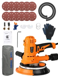 Шлифовальная машинка для стен и потолков Luxotron, 900Вт, 1400 - 2700 об/мин, 12 штук шлифовальных бумаг, 4 м сетевой шнур, LED