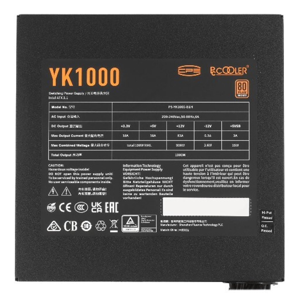 Блок питания ATX PCCooler P5-YK1000-B1HWBK1-EU