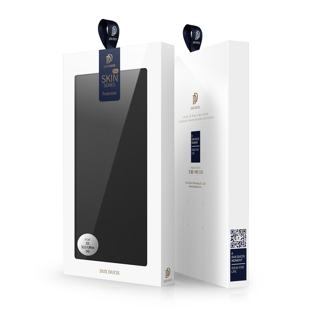 Чехол книжка из PU кожи черного цвета от Dux Ducis для Samsung Galaxy S23 Ultra, серия Skin Pro Series Case