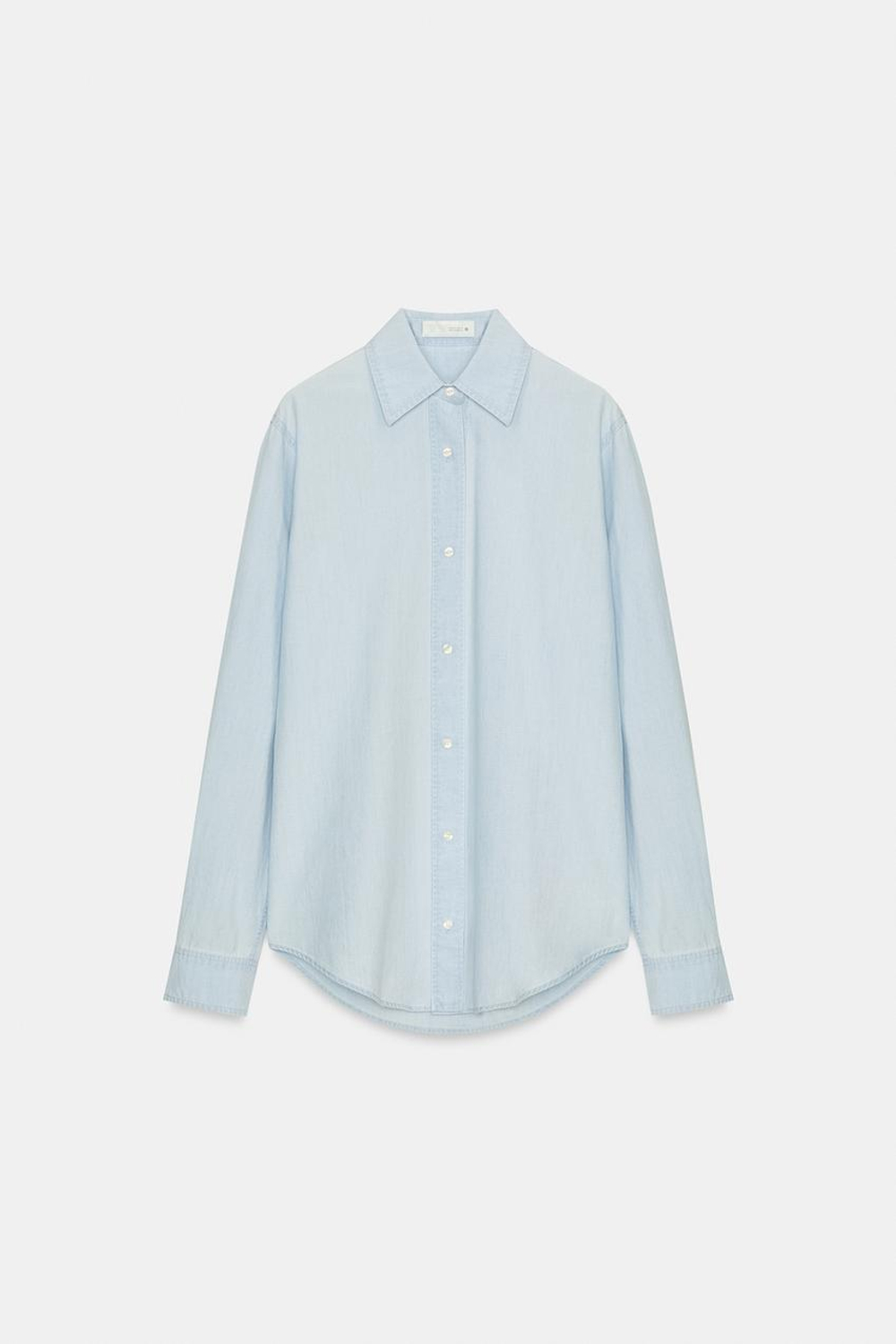 ZARA ДЖИНСОВАЯ РУБАШКА TRF REGULAR, ГОЛУБОЙ