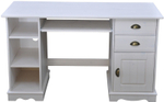 Письменный стол Клаудиа с ящиками, тумбой и полками из массива сосны, белый