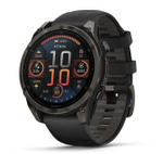 Смарт-часы Garmin Fenix 8 - 47 мм, AMOLED, Sapphire серый корпус, черный силиконовый ремешок