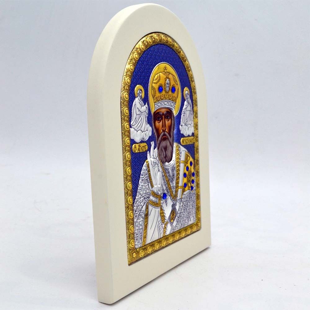 Николай Чудотворец (Угодник). Икона в серебряном окладе.