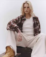 Брюки One Two Velvet Baggy Pants Turtledove бежевые