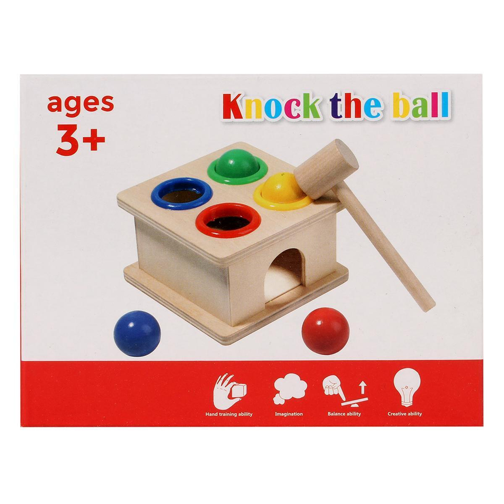 Развивающая игрушка деревянная Стучалка 4 ячейки, коробка C-41894