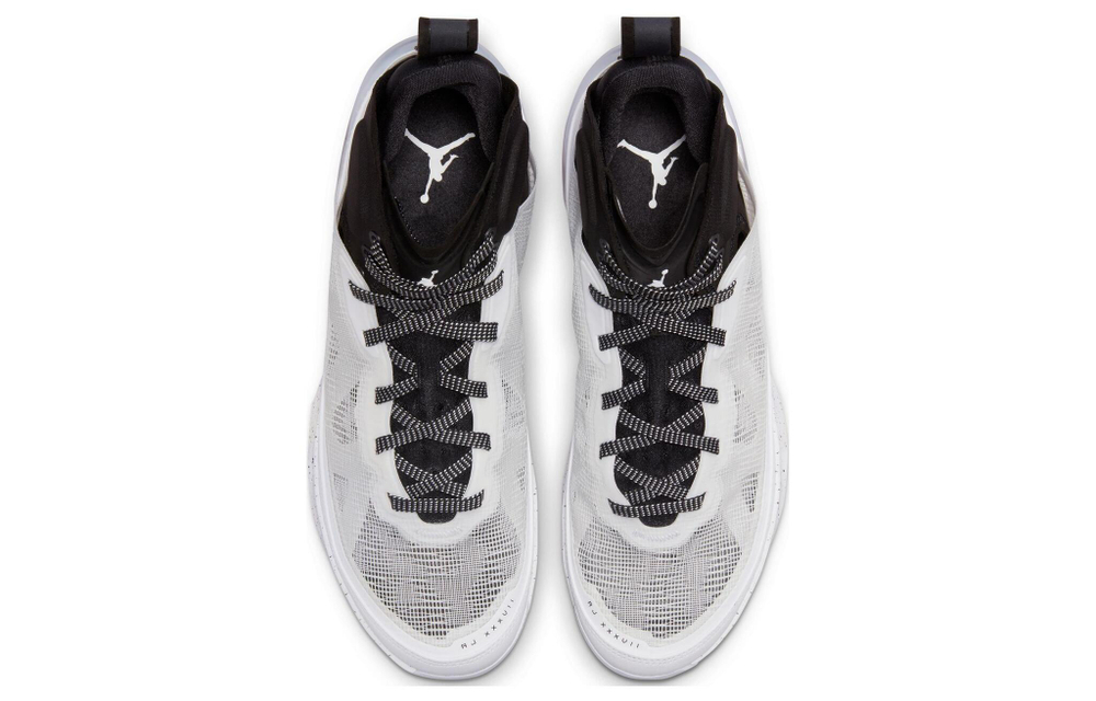 Jordan Air Jordan 37 PF "Oreo" fabric shock absorption, non-slip, wear-resistant, mid-cut actual combat basketball shoes for men and women with the same white and black domestic version