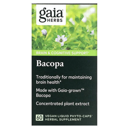 Аюрведа Gaia Herbs, Бакопа, 60 веганских капсул Phyto-Cap