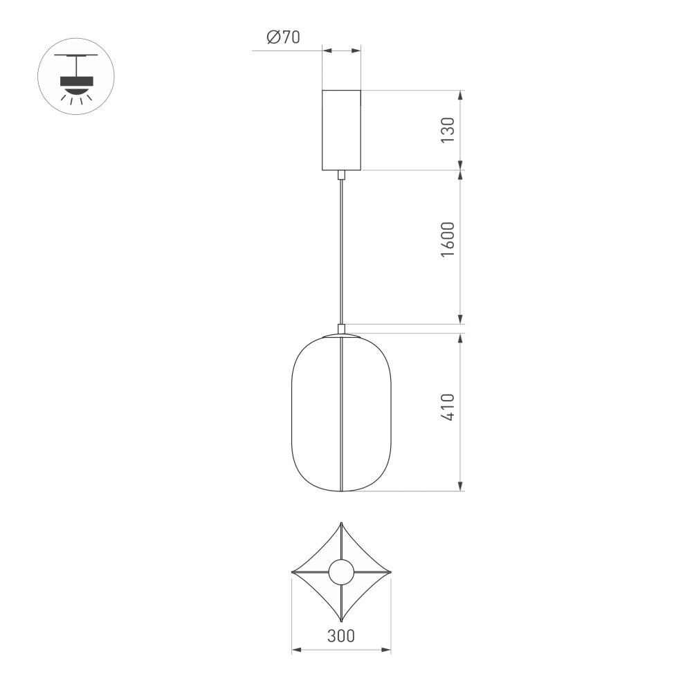 Светильник SP-SETA-HANG-L410х300-7W Warm2700 (WH, 320 deg, 230V) (Arlight, IP20 Натуральный шелк, 3 года) 056883