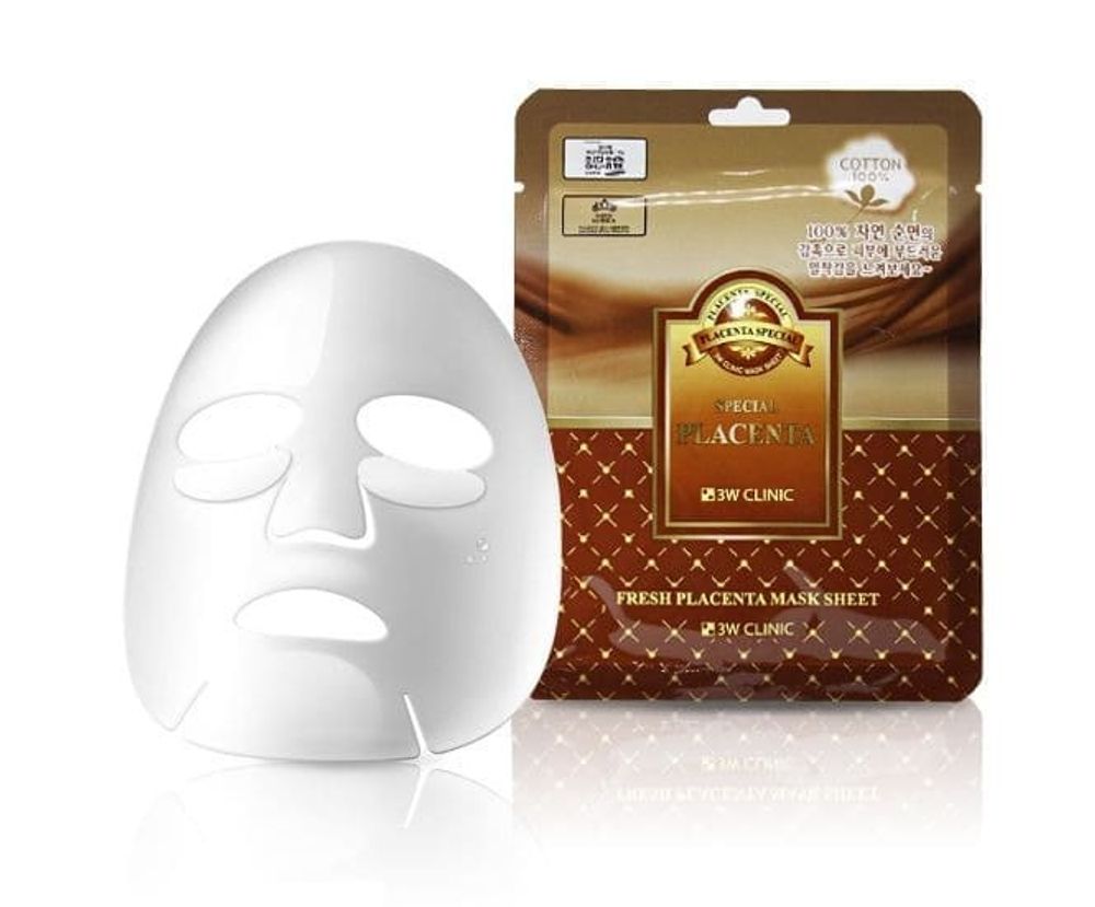 Маска для лица 3W Clinic Fresh Placenta Mask Sheet тканевая с экстрактом плаценты 23 г