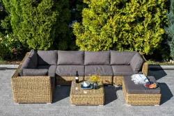 "Лунго" трансформирующаяся лаунж-зона из искусственного ротанга (гиацинт), цвет соломенный